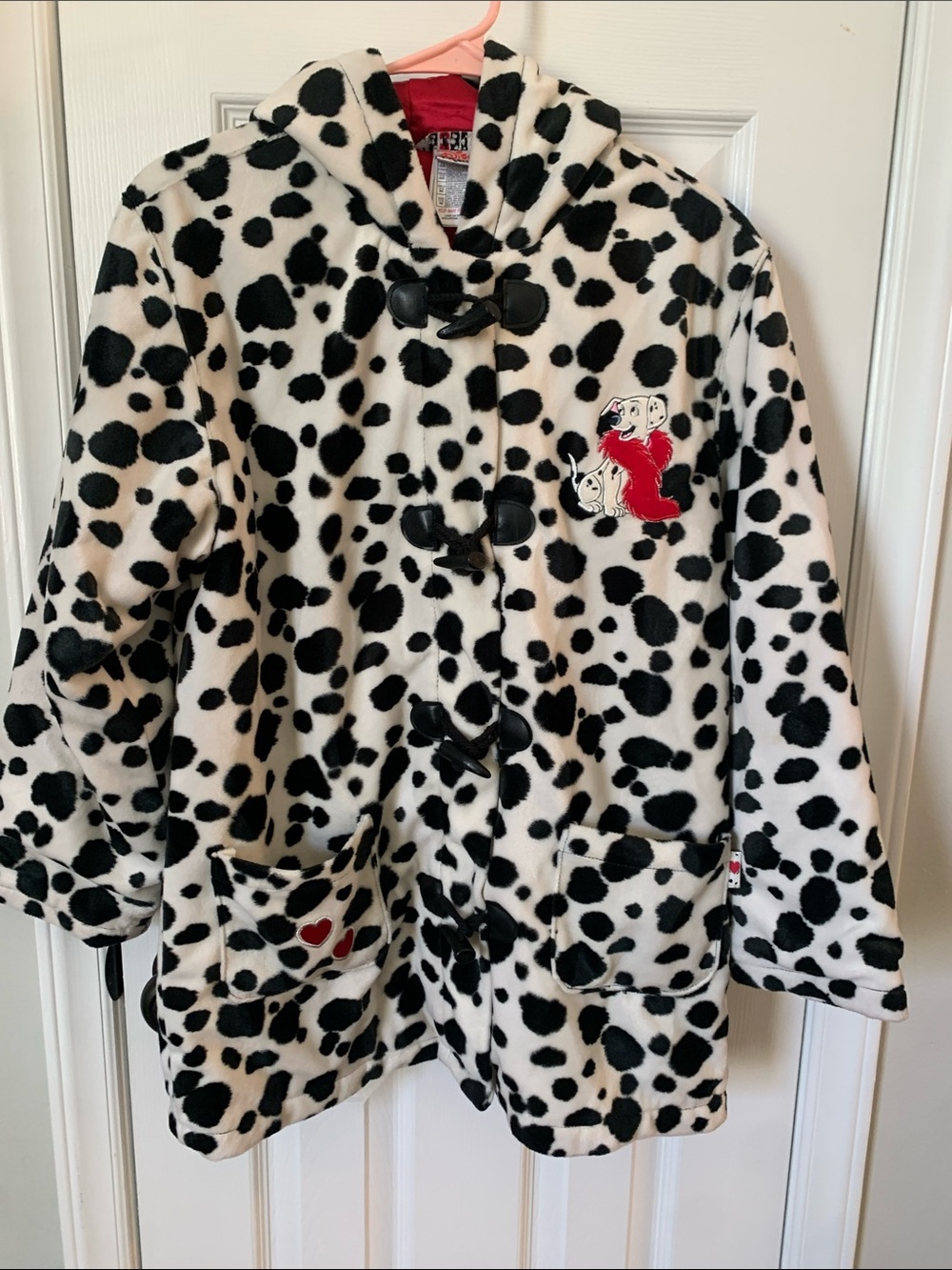 Disney Store Girls 101 Dalmatians Hooded Jacket/Coat Sz. 11/12 Black & White
